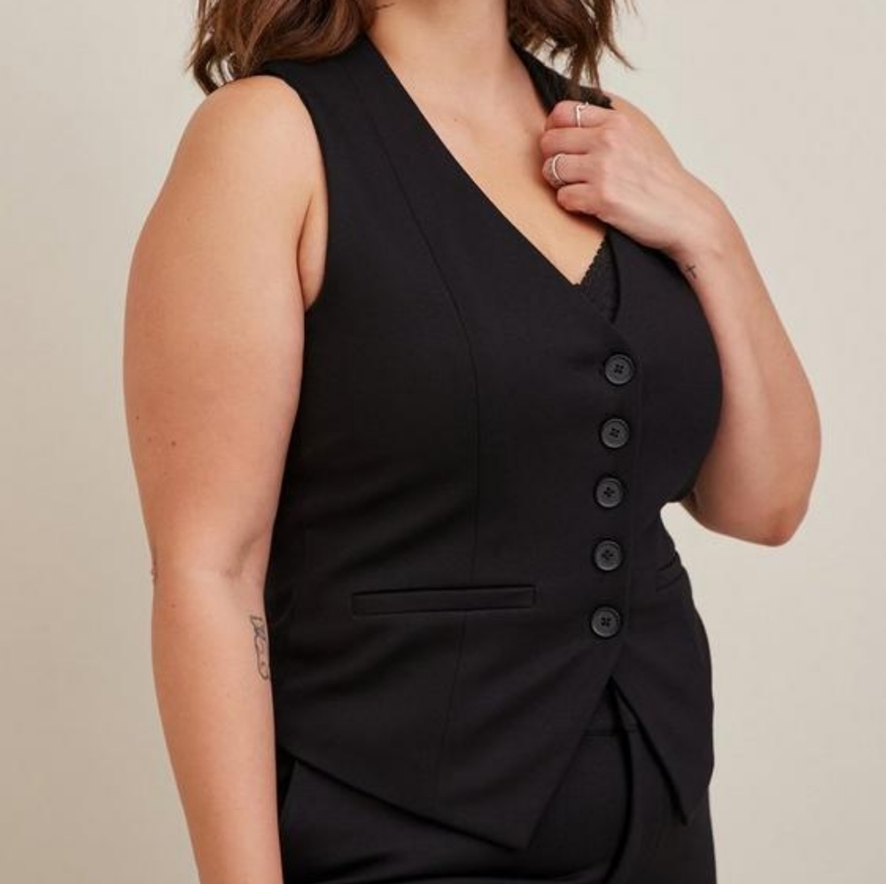 Torrid Black Studio Ponte Tailored Career Vest Size 5X NWT